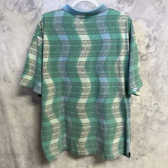 Vintage Peter B Floral Polo Shirt Mens XL Surf Beach Summer 90s Y2K 23x27.5 - Picture 2 of 11